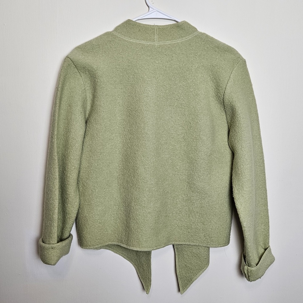 Katmai 100% Wool Green Open Front Jacket Waterfall‎ Collar Small - Picture 5 of 5